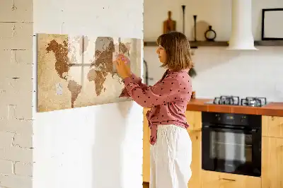 Harta lumii tablă magnetică în stil vechi cu ștergere uscată