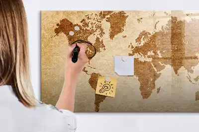 Harta lumii tablă magnetică în stil vechi cu ștergere uscată