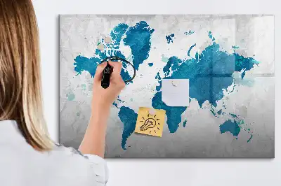 Tablă magnetică cu ștergere uscată harta lumii