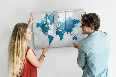 Tablă magnetică cu ștergere uscată harta lumii