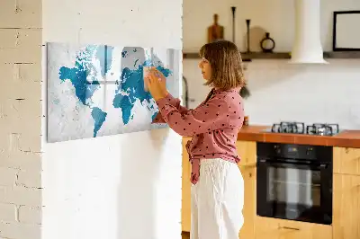 Tablă magnetică cu ștergere uscată harta lumii