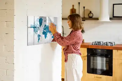 Tablă magnetică cu ștergere uscată harta lumii