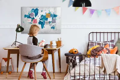 Tablă magnetică cu ștergere uscată harta lumii