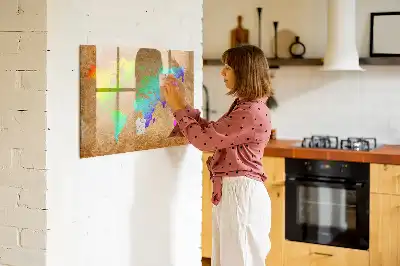 Tablă magnetică cu ștergere uscată model harta lumii curcubeu
