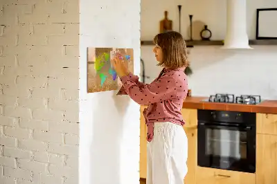 Tablă magnetică cu ștergere uscată model harta lumii curcubeu