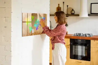 Tablă magnetică cu ștergere uscată model harta lumii curcubeu