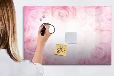 Tablă magnetică cu ștergere uscată cu imprimeu abstracție cu trandafiri