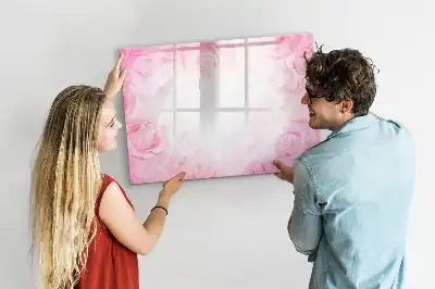 Tablă magnetică cu ștergere uscată cu imprimeu abstracție cu trandafiri