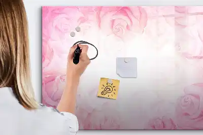 Tablă magnetică cu ștergere uscată cu imprimeu abstracție cu trandafiri