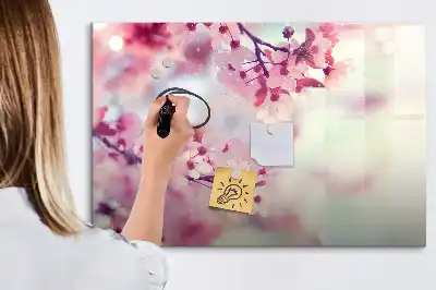 Tablă magnetică cu ștergere uscată model Flori de primăvară