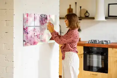 Tablă magnetică cu ștergere uscată model Flori de primăvară