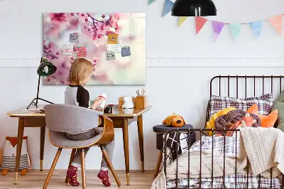 Tablă magnetică cu ștergere uscată model Flori de primăvară
