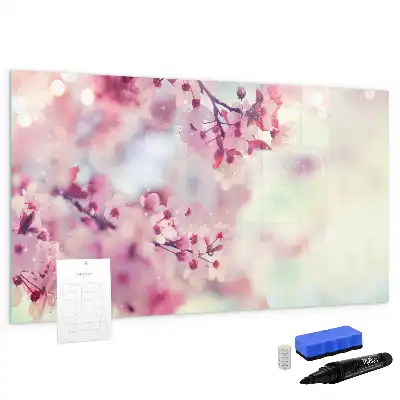 Tablă magnetică cu ștergere uscată model Flori de primăvară