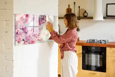 Tablă magnetică cu ștergere uscată model Flori de primăvară