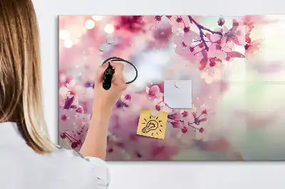Tablă magnetică cu ștergere uscată model Flori de primăvară