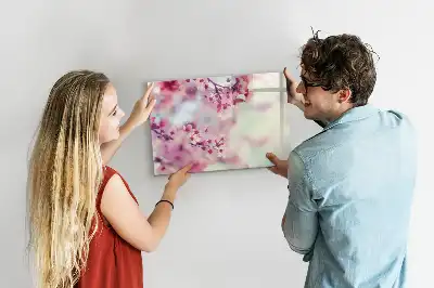 Tablă magnetică cu ștergere uscată model Flori de primăvară