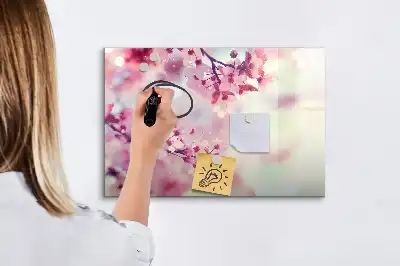 Tablă magnetică cu ștergere uscată model Flori de primăvară