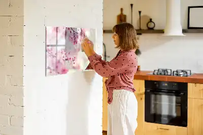 Tablă magnetică cu ștergere uscată model Flori de primăvară