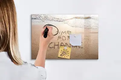 Tablă magnetică cu ștergere uscată design cu citat pe plajă