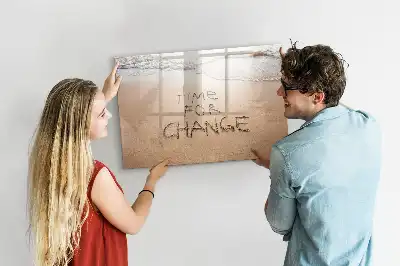 Tablă magnetică cu ștergere uscată design cu citat pe plajă