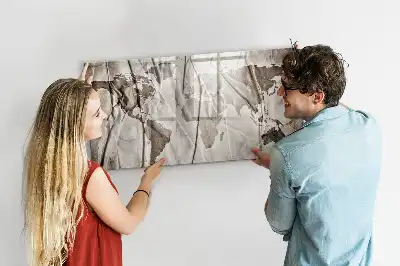 Tablă magnetică cu ștergere uscată model cu harta lumii