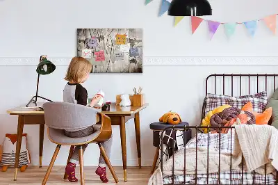Tablă magnetică cu ștergere uscată model cu harta lumii