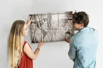 Tablă magnetică cu ștergere uscată model cu harta lumii