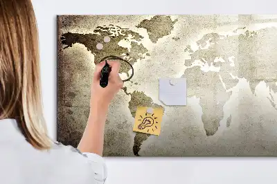 Tablă magnetică cu ștergere uscată harta lumii