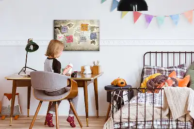 Tablă magnetică cu ștergere uscată harta lumii