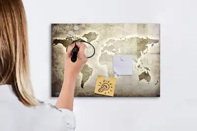 Tablă magnetică cu ștergere uscată harta lumii