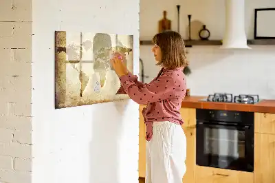 Tablă magnetică cu ștergere uscată cu model de hartă veche a lumii