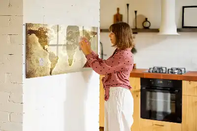 Tablă magnetică cu ștergere uscată cu model de hartă veche a lumii