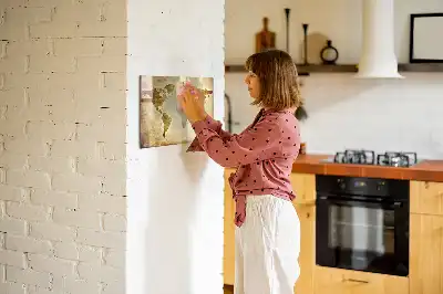 Tablă magnetică cu ștergere uscată cu model de hartă veche a lumii