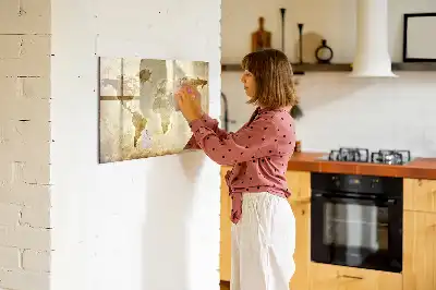 Tablă magnetică cu ștergere uscată cu model de hartă veche a lumii