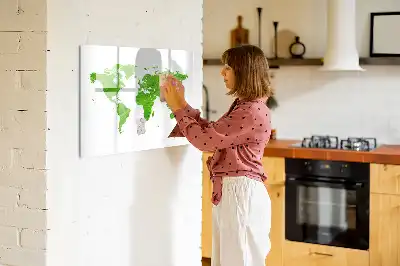 Tablă magnetică cu ștergere uscată model cu hartă din iarbă verde