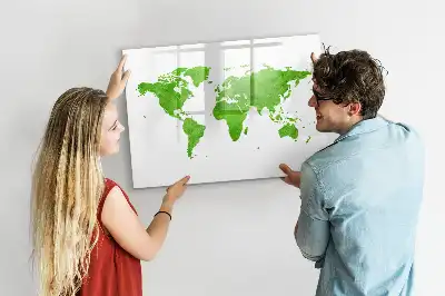 Tablă magnetică cu ștergere uscată model cu hartă din iarbă verde