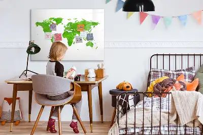 Tablă magnetică cu ștergere uscată model cu hartă din iarbă verde