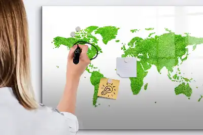 Tablă magnetică cu ștergere uscată model cu hartă din iarbă verde