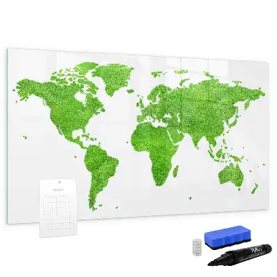 Tablă magnetică cu ștergere uscată model cu hartă din iarbă verde