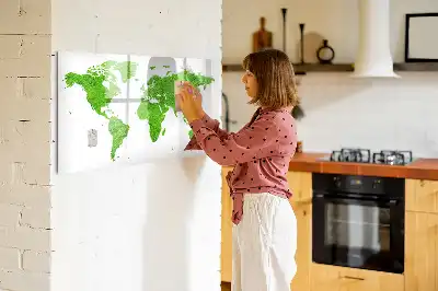 Tablă magnetică cu ștergere uscată model cu hartă din iarbă verde
