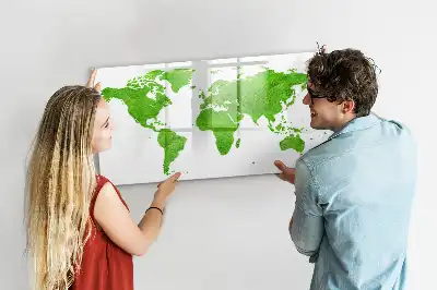 Tablă magnetică cu ștergere uscată model cu hartă din iarbă verde