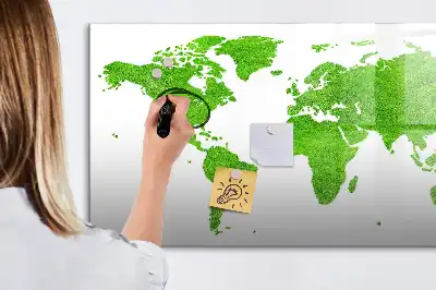 Tablă magnetică cu ștergere uscată model cu hartă din iarbă verde