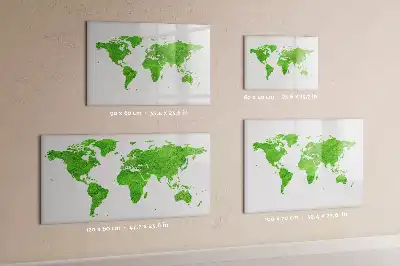 Tablă magnetică cu ștergere uscată model cu hartă din iarbă verde
