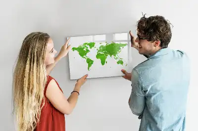 Tablă magnetică cu ștergere uscată model cu hartă din iarbă verde