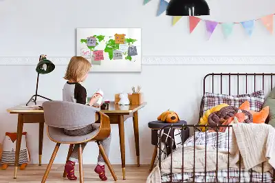 Tablă magnetică cu ștergere uscată model cu hartă din iarbă verde