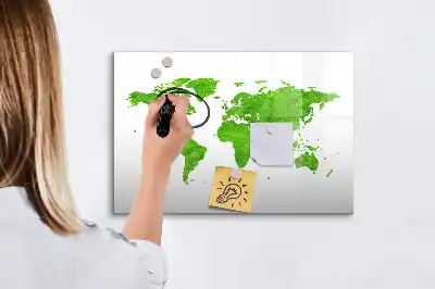 Tablă magnetică cu ștergere uscată model cu hartă din iarbă verde