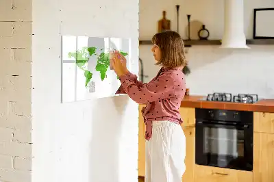 Tablă magnetică cu ștergere uscată model cu hartă din iarbă verde