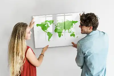 Tablă magnetică cu ștergere uscată model cu hartă din iarbă verde