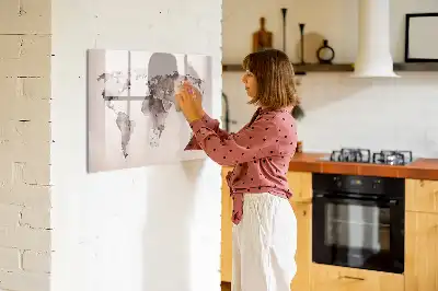 Harta lumii în acuarelă tablă magnetică cu ștergere uscată