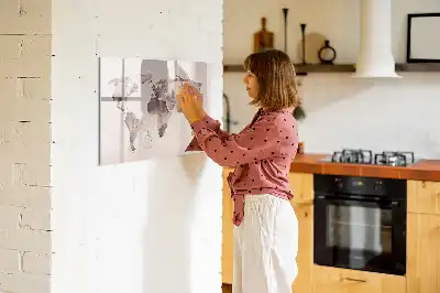 Harta lumii în acuarelă tablă magnetică cu ștergere uscată